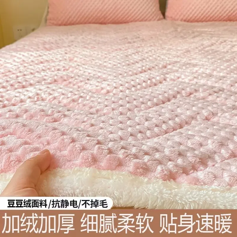 

Winter Soft Mattress Toppers 1 Piece Bed Sheet Home Textile Luxury Plush Double Bedspread Thin Tatami Mat Mattress Pad Bed Linen