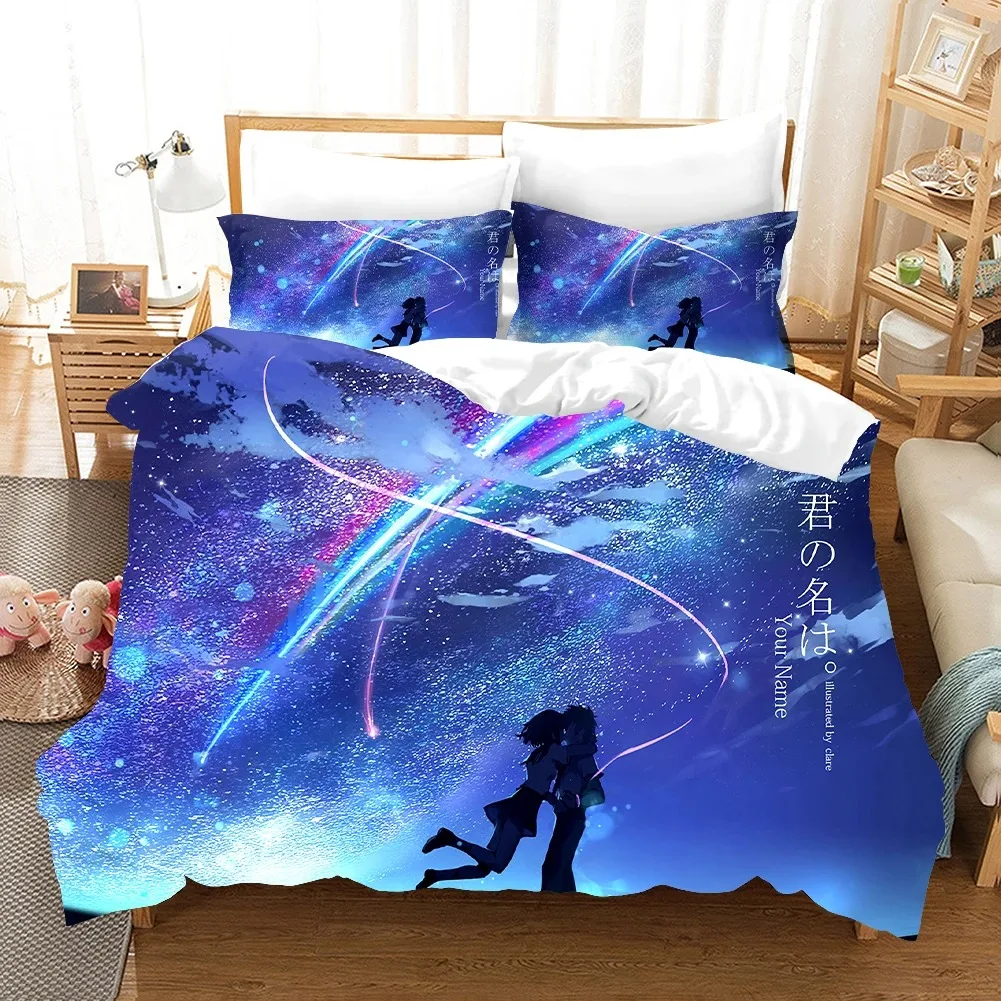 Your Name Luxury Bedding Set Japan Anime Cartoon Duvet Cover Set Comforter Bedspread Linen Twin Single Size Printed Home Textile