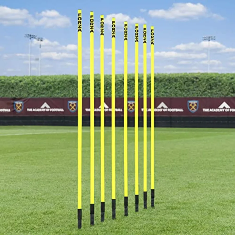 

Forza Spring Loaded Agility Poles for Speed Footwork Training - Durable Rubber Construction in Black and Yellow - Pack of 8 or