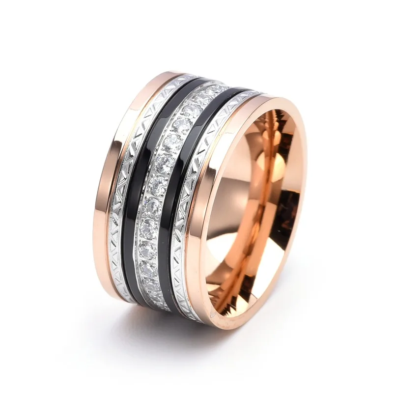 2023 New Ring For Men Stainless Steel Jewelry three-color electric set Stone Ring 5A CZ Inlay Luxury Men rings