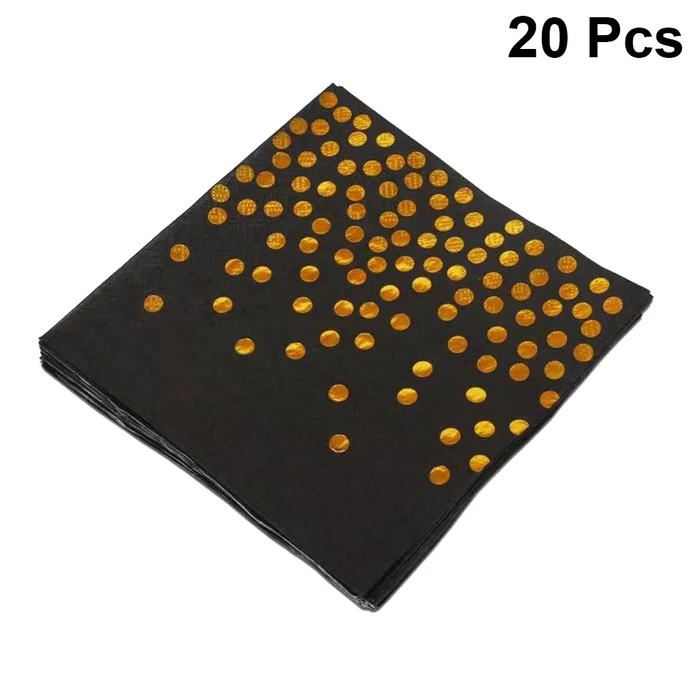 20pcs Party Tissue Napkin Dots Pattern Paper Napkin Disposable Beautiful Napkin Tissue for Party Gathering Festival (Black)