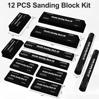 12 Pcs Sanding Block Set Foam Abrasive Grinding Blocks Assorted Shapes For Auto Body Paint Polishing Woodworking Metalworking