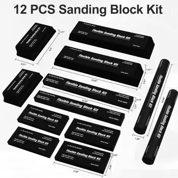 12 Pcs Sanding Block Set Foam Abrasive Grinding Blocks Assorted Shapes For Auto Body Paint Polishing Woodworking Metalworking
