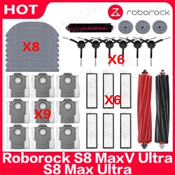 Compatible For ( Roborock S8 MaxV Ultra, S8 Max Ultra ) Spare Parts Main Side Brush Mop Cloths Filter Dust Bag Accessories