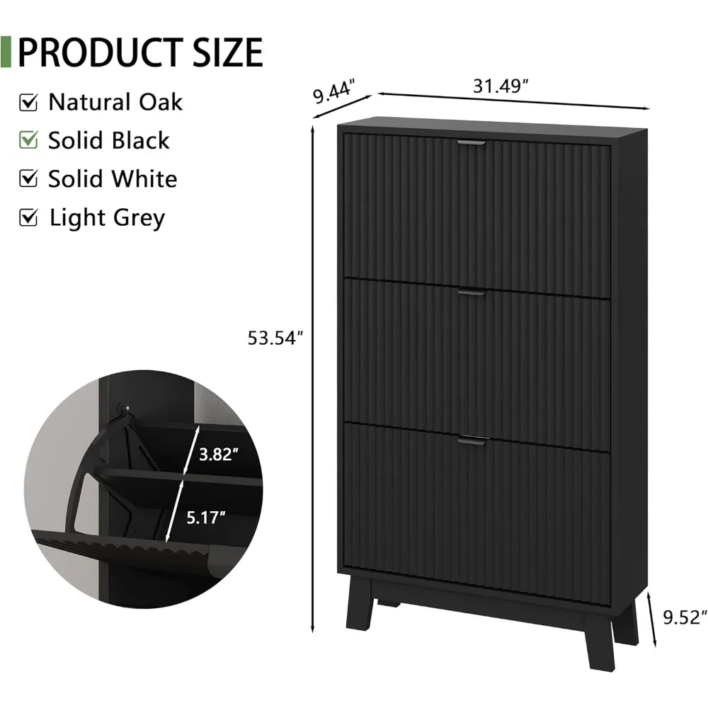 خزانة أحذية خشبية طويلة وضيقة ذات 3 أدراج لتخزين المدخل #2