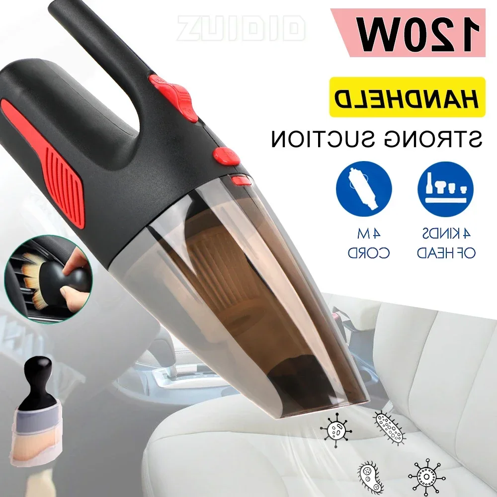 New 120W 12V 5000PA Handheld Car Vacuum Wireless Portable Super Suction Wet/Dry Dual-Use For Car Home Cordless/Car Plug Cleaner