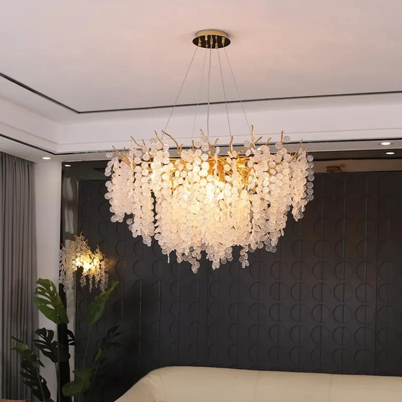 Upscale European French Modern Pendant Restaurant K9 Suspend LED Crystal Chandelier Light Bedroom Hanging Lamp For Dining Room