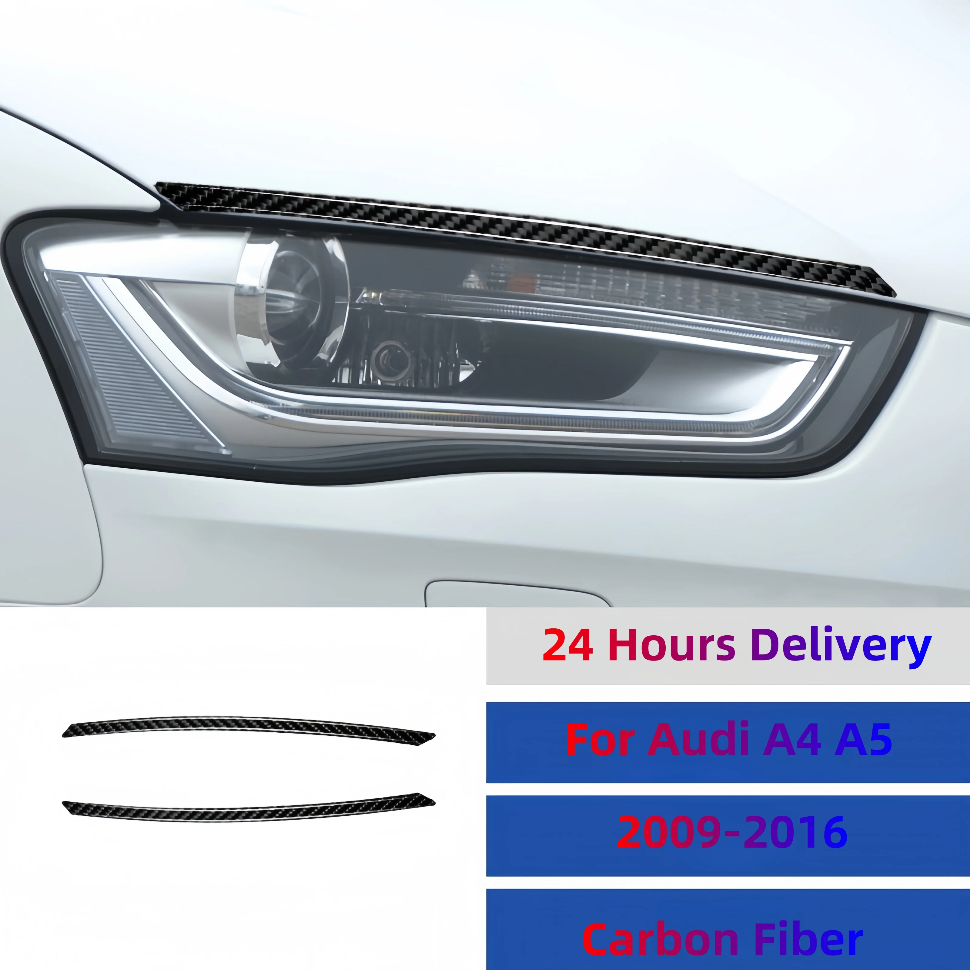 

Фара из углеродного волокна для Audi A4 B8 A4L A5 2009-2016, оболочка для глаз и век, наклейка для отделки автомобиля, внешние аксессуары для тюнинга
