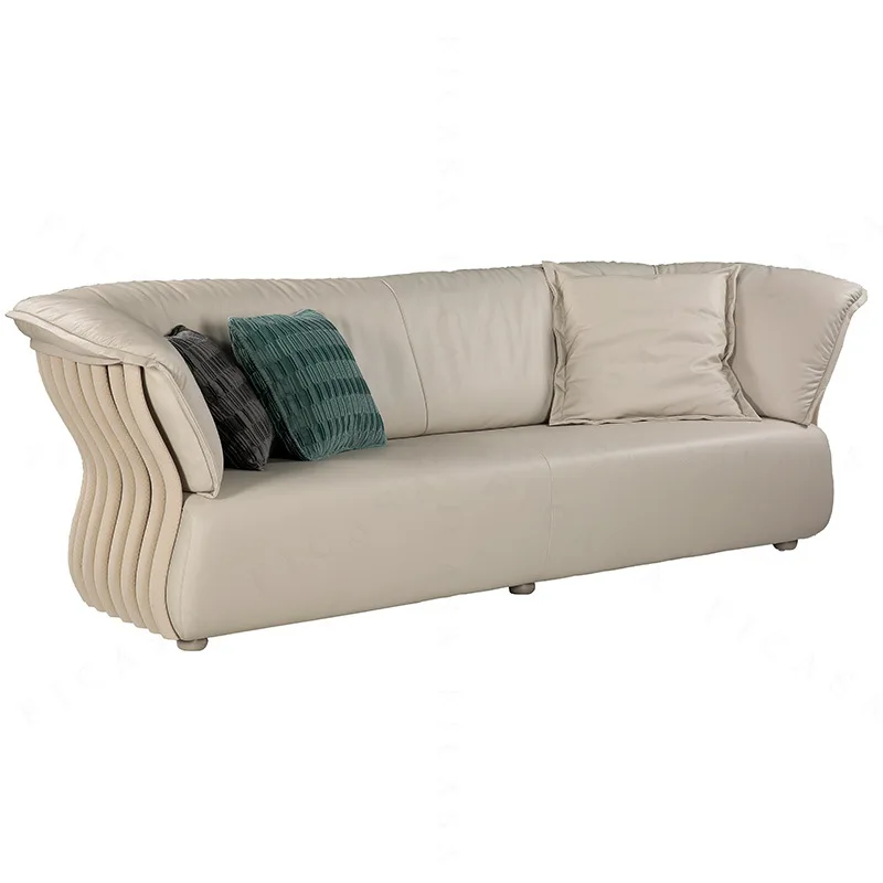 

Postmodern Italian living room matte leather sofa light luxury villa model room large flat luxury