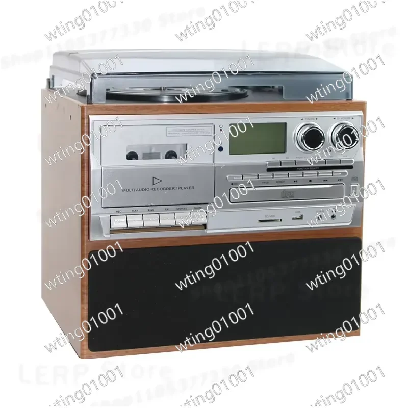 for Wooden Retro All-in-One Gramophone LP Turntable BT Vinyl CD Player Recorder