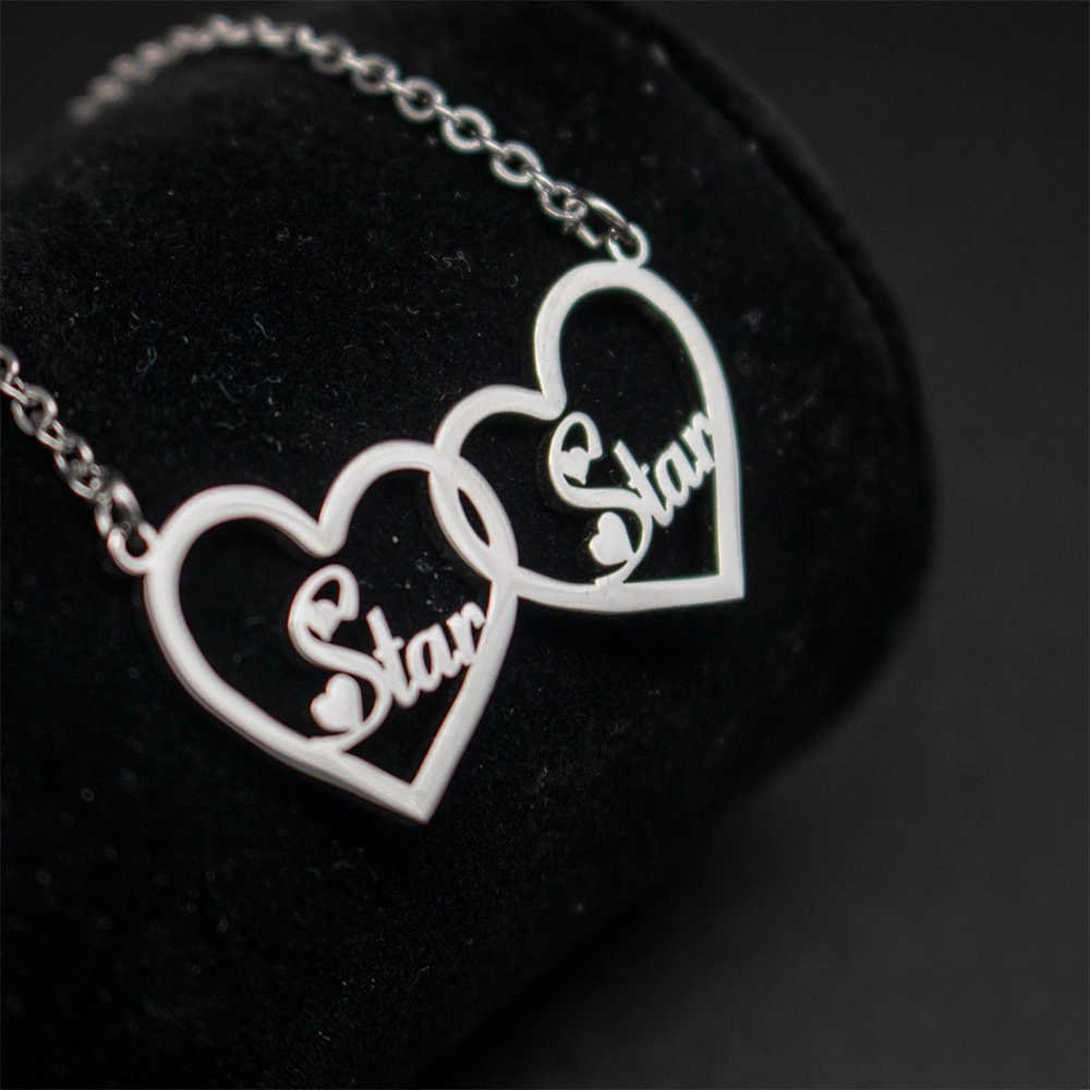 

Custom Name Necklace For Women Personalizado Jewelry Ketting Chain Stainless Steel Heart Necklace Customized Charm Dropshipping