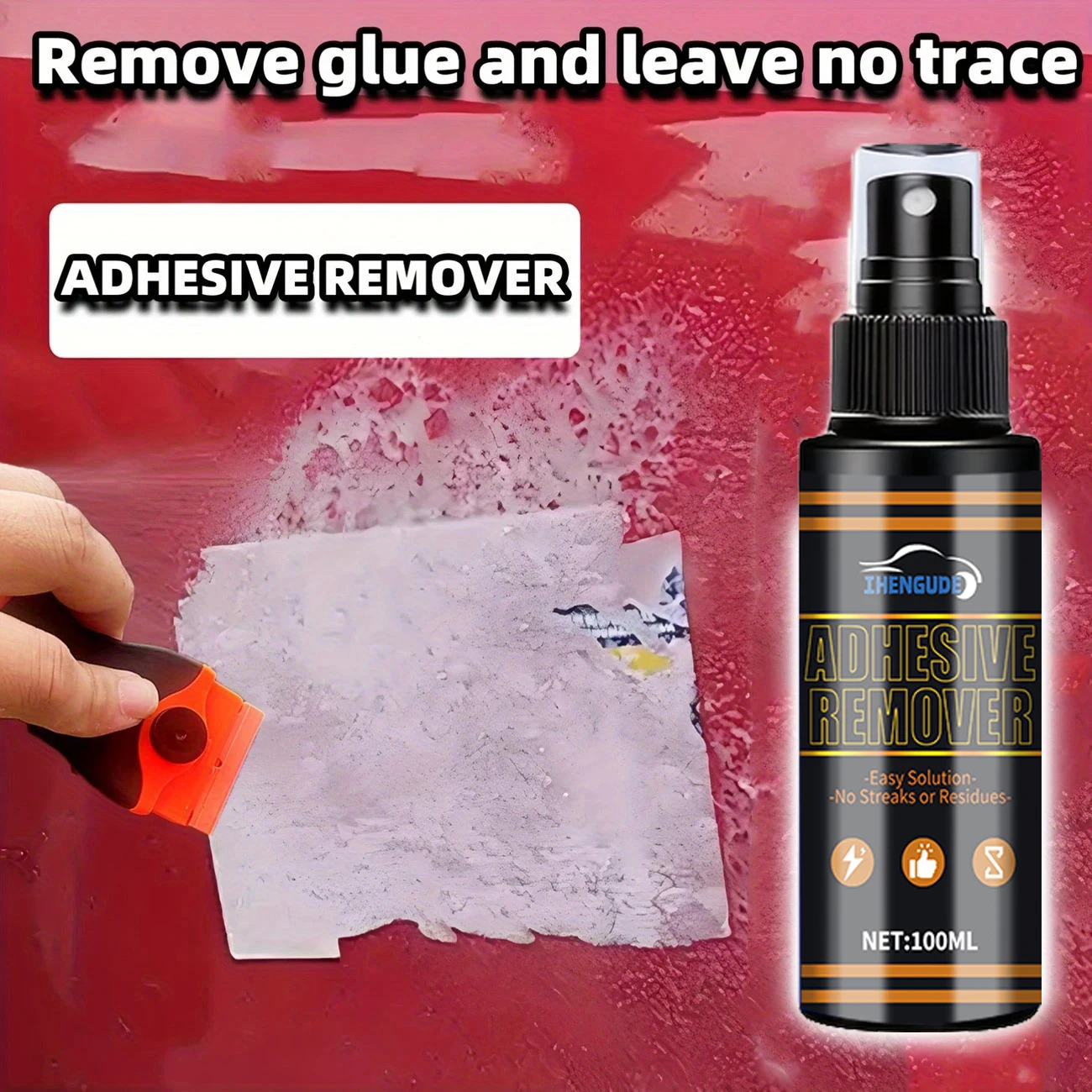 Dissolvant d'adhésif polyvalent, adapté pour verre, carrelage, métal et plastique, neendommage pas les surfaces, élimine rapidement les étiquettes, les autocollants, le ruban de masquage et d'autres