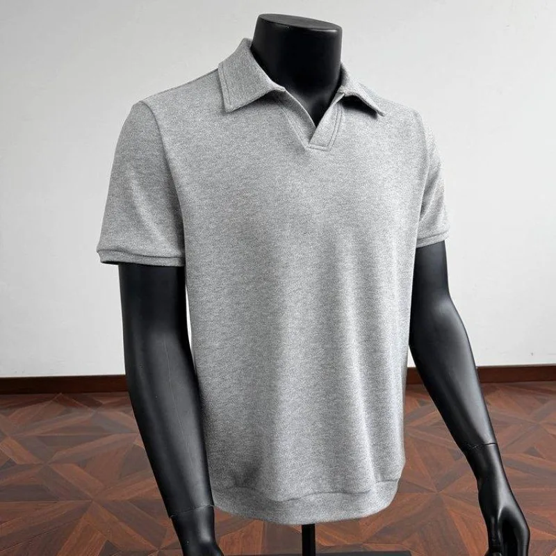 Men's Polo Shirt Casual Lapel Breathable Straight Shoulder Simple Short Sleeves Regular Fit Luxury Shirts Dark Gray Menwear Tees