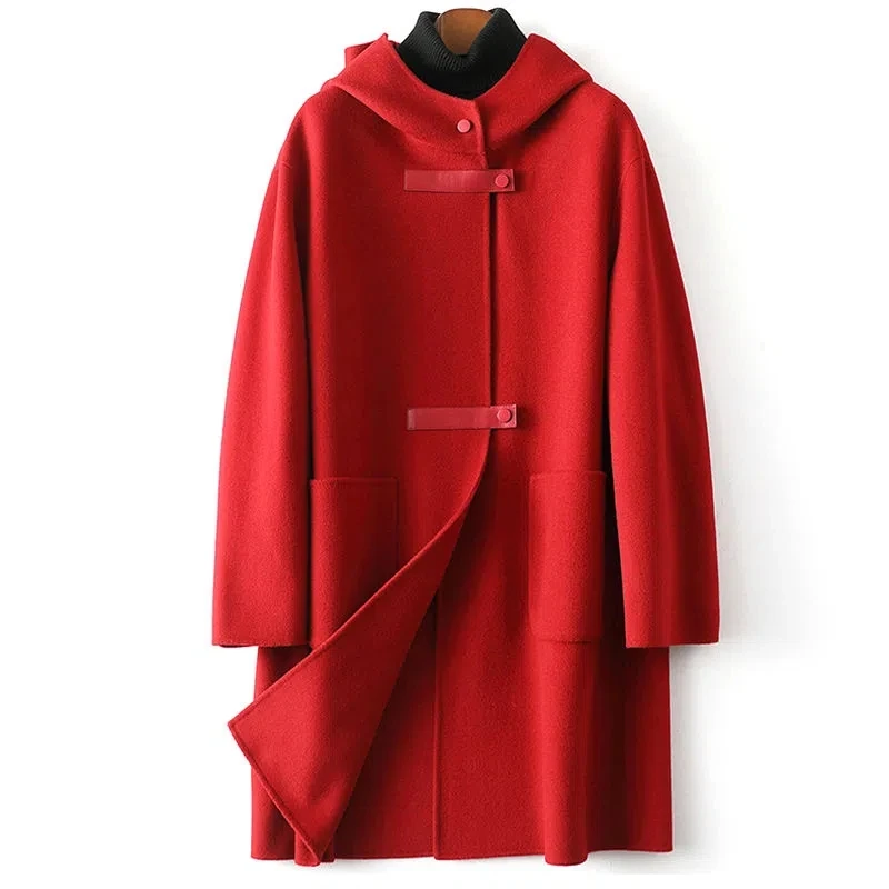 

Wool Blend Coats Mid Long Womens Coat Black Fall Blended Buttoned Edgy Olive Modern Style School Leisureful Fashionable Relaxed