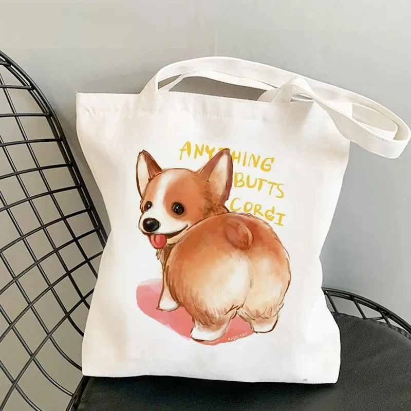 

Corgi Dog Print Print Canvas Tote Bag Stylish Reusable Grocery Shopping Bag Eco Friendly Casual Shoulder Bag for Women