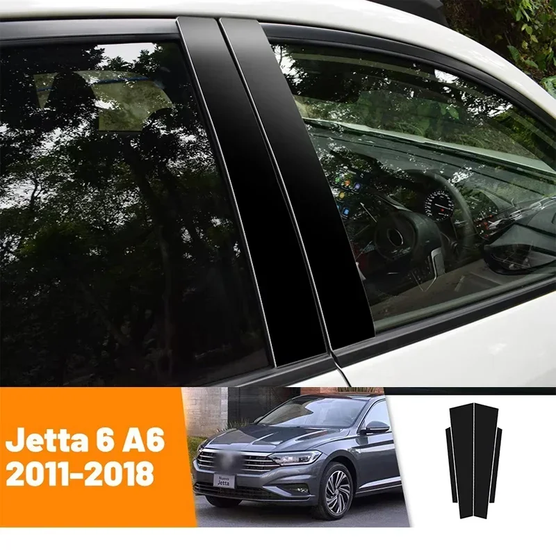 

For VW Jetta 6 A6 2011-2018 2012 2013 2014 2015 2016 Black Carbon Fiber Doors and Windows B C Pillars Column Decorative Stickers