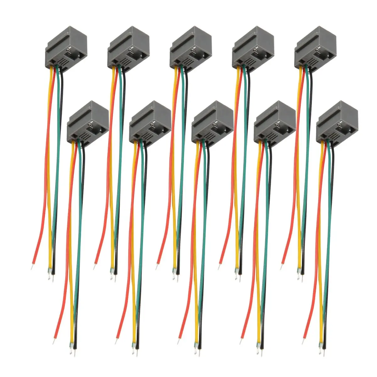 ABAN 10 Pcs 616E 4P4C RJ9 Female Telephone Connector Adapter w 4 Wires 8cm