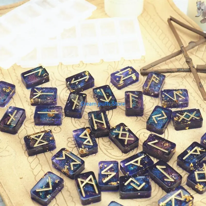 50LE 2PCS/Set Runes Symbol Símbolo Cristal Resina Epóxi Molde para Tabe