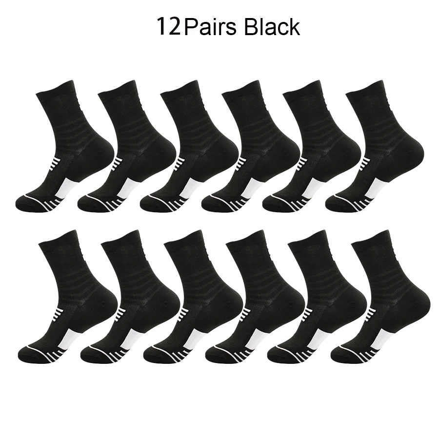 12 Pairs High Quality Men\'s Socks Casual Breathable Cotton Man Run Sports Socks Summer Basketball Socks Plus Size EUR38-45