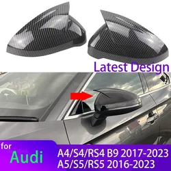 2pcs Black Side Wing Mirror Caps for Audi A4 S4 RS4 B9 A5 S5 RS5 Sline 2016-2023 Allroad Quattro Replace Covers High Quality