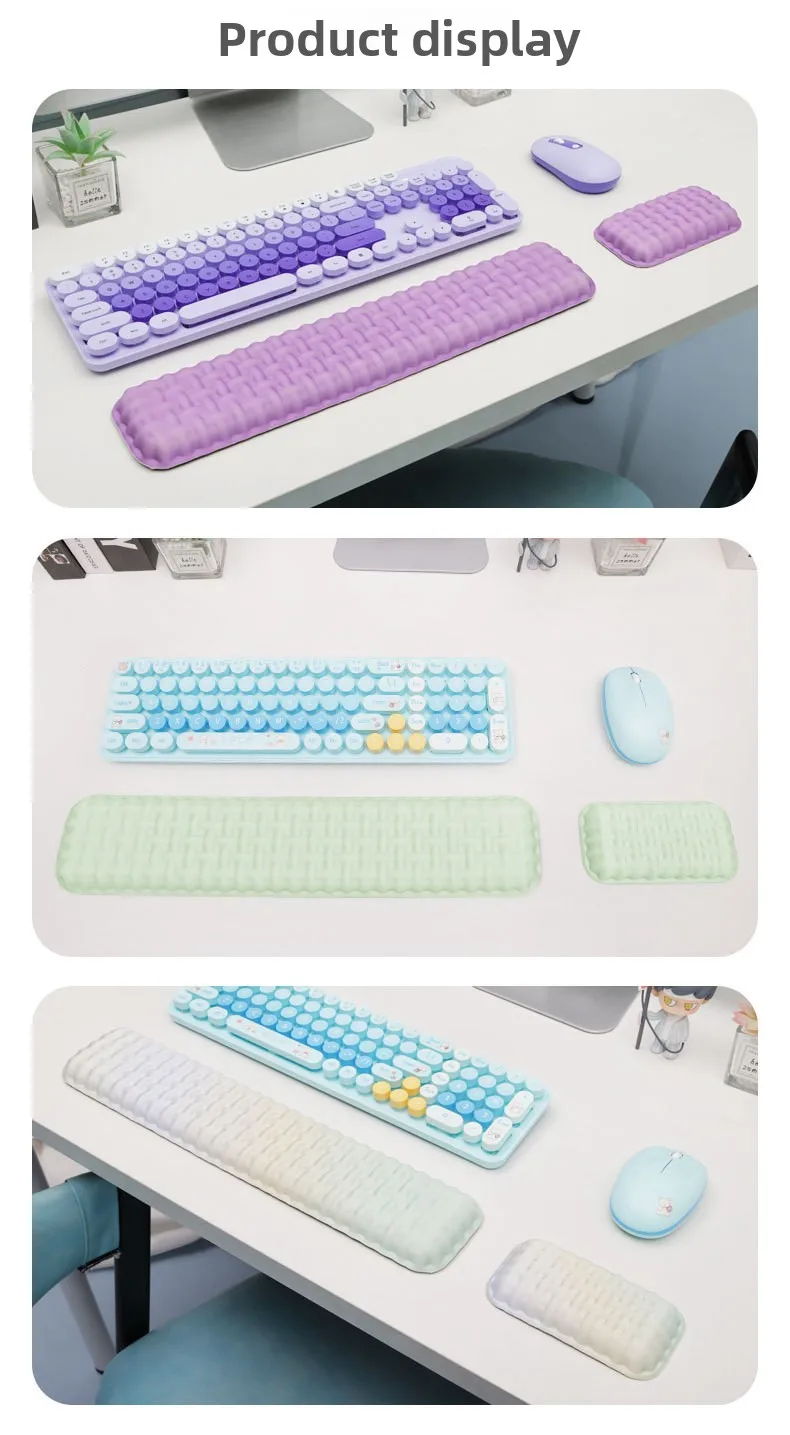 Minimalistisches Handgelenkauflage-Mauspad-Set Tastaturunterlage Ergonomische Schreibtischunterlage für Büro und Gaming Creme Farbverlauf – Detail 7