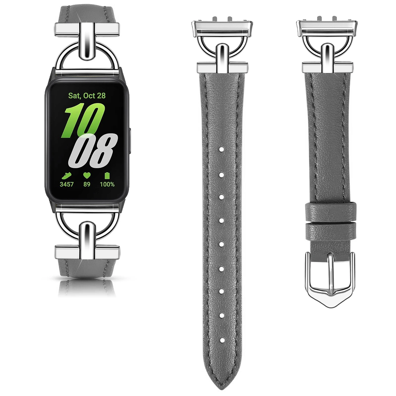 For Samsung Galaxy Fit 3 Metal+Leather Strap for Samsung fit 3 Smart Watch Accessories Wristband for Galaxy Fit 3 Bracelet Belt