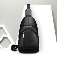 Men's Genuine Leather Chest Bag with Adjustable Shoulder Strap Large Capacity Portable Business Commuter Crossbody Bag