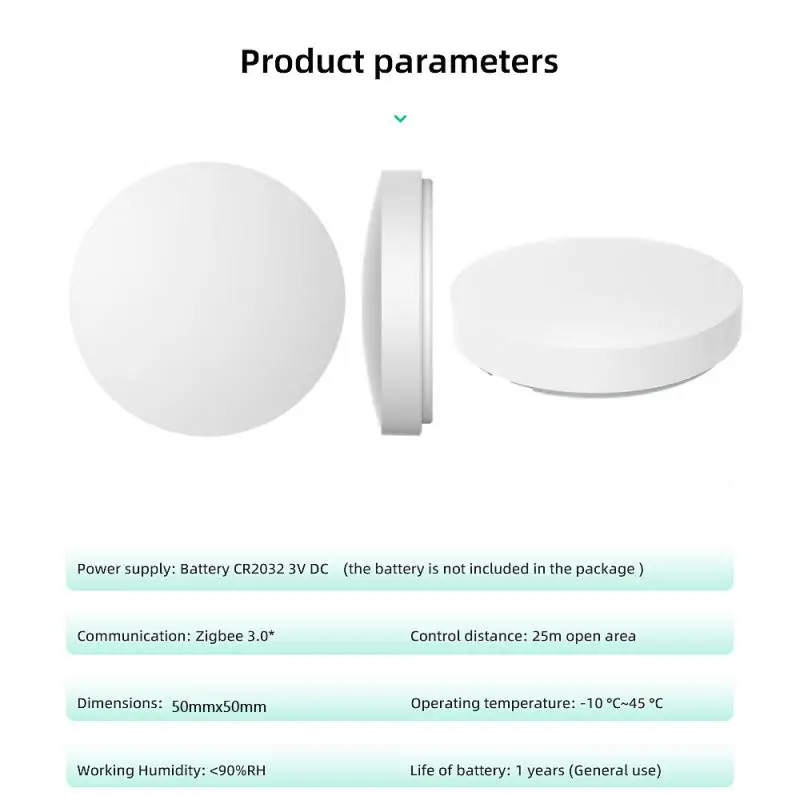 Wireless Smart Button Tuya ZigBee Scene Switch Multi-scene Linkage Remote Control Intelligent Smart Home Zigbee Gateway Need