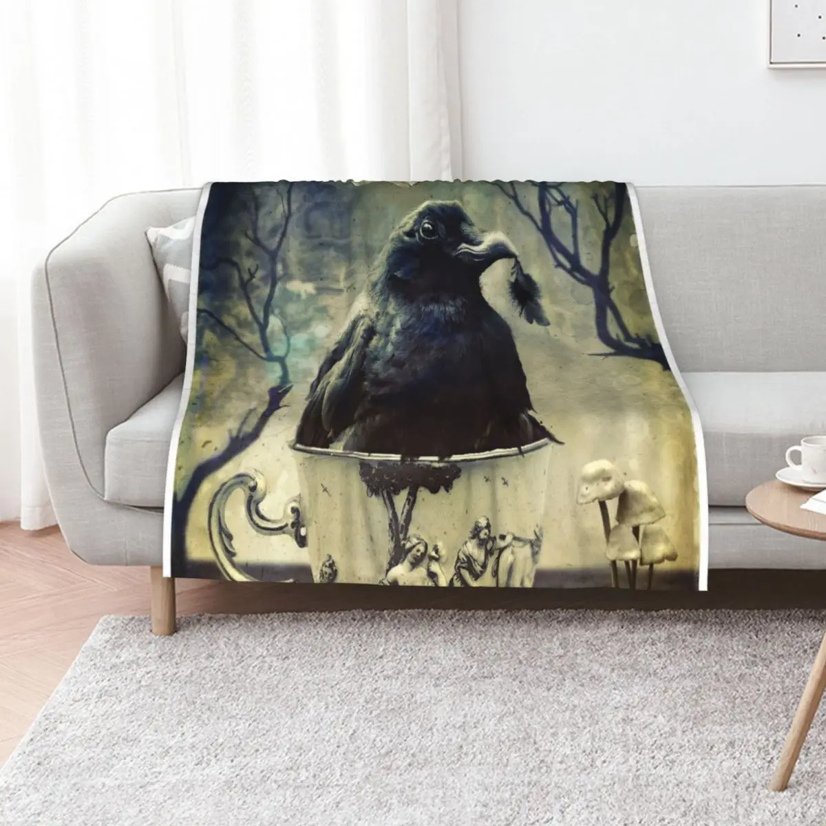 Gifts From Time - Raven in Tea Cup Throw Blanket for babies Shaggy Beach Decoratives Plush Blankets