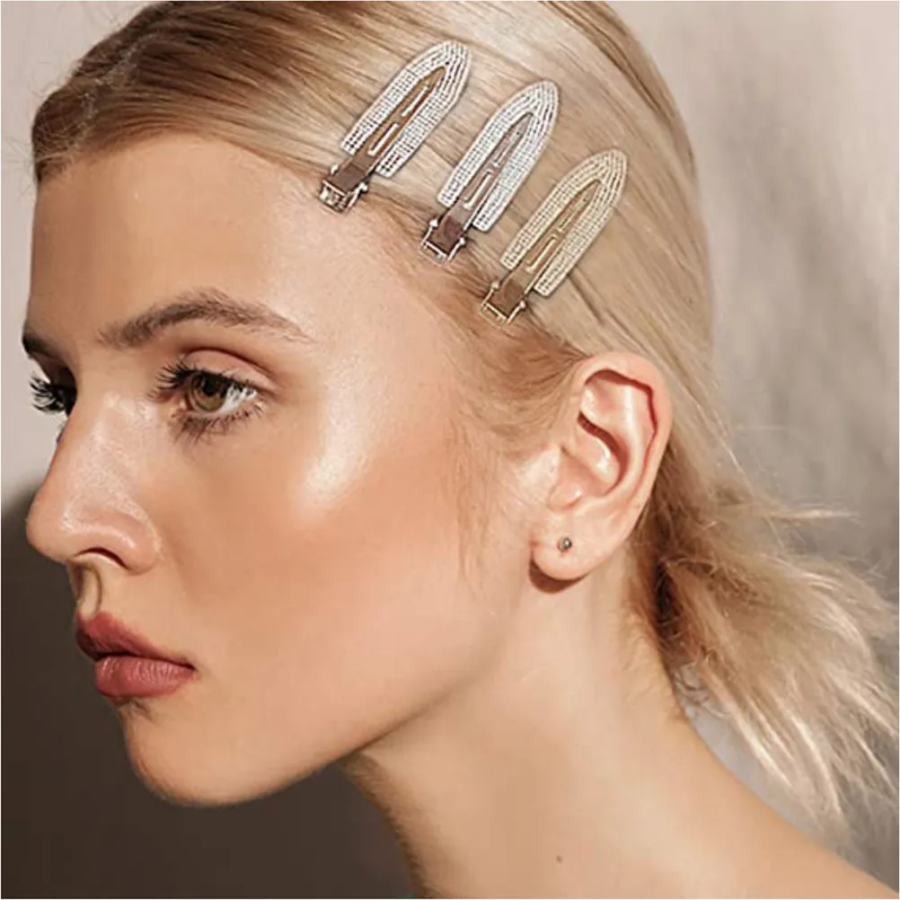 

4Pcs Rhinestone Water Drill No Bend Hair Clips Non Crease Makeup Styling Bangs Hair Sectioning Clips Elegant Flat Hairpins
