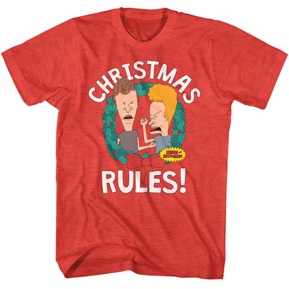 Beavis And Butthead Christmas Rules Men'S T Shirt Wreath Mtv Cartoon Shirtnage