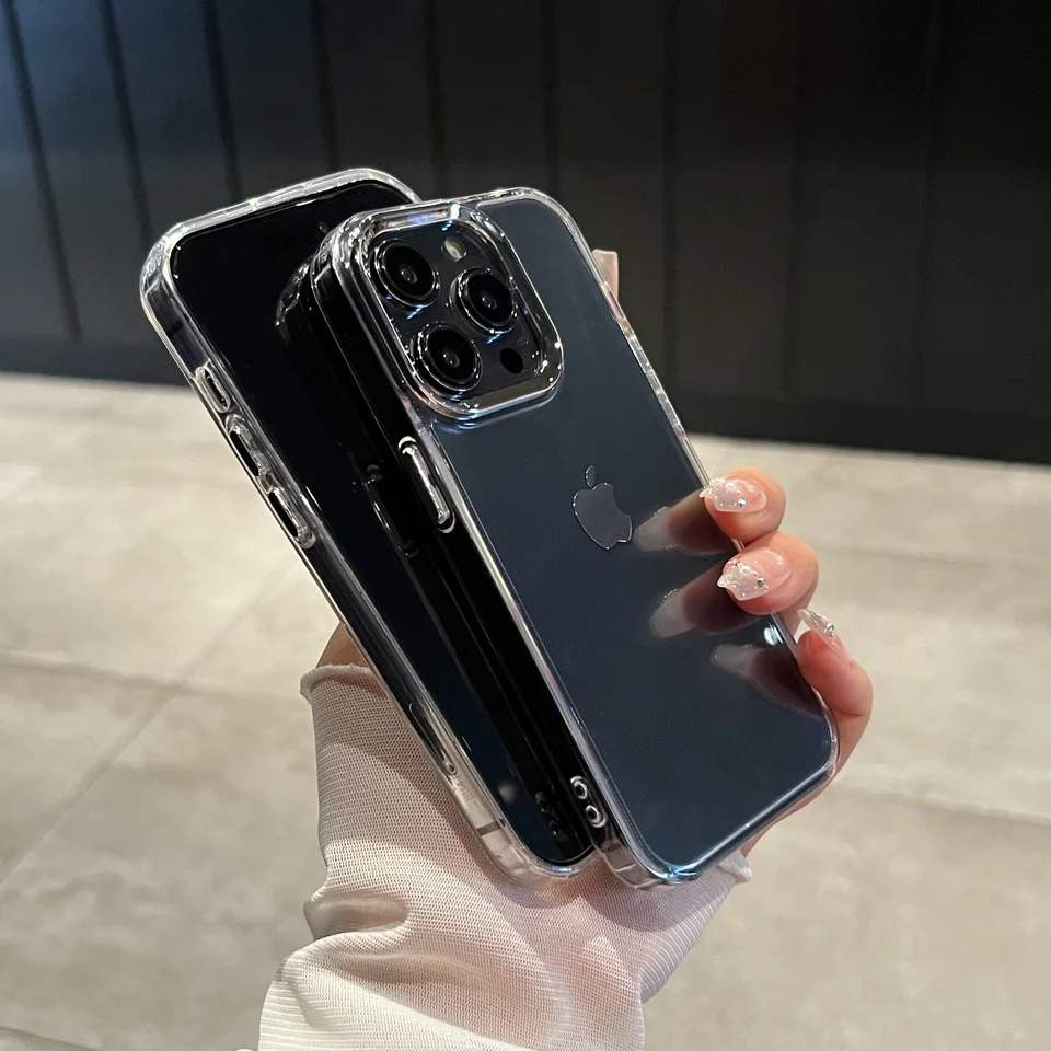 Funda de silicona transparente de lujo para iPhone 17 Pro Max 11 13 16 15 14 12 Air, a prueba de golpes, con marco trasero 5