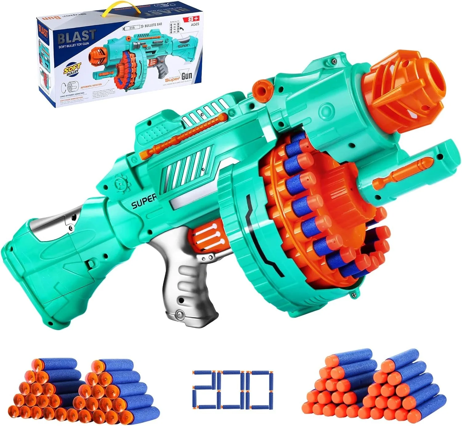 Children's Electric Continuous Shooting Gatling Toy Gun Suction Cup Soft Bullet Gun Explosion Nerfs Gun BB Guns Gifts for Kids