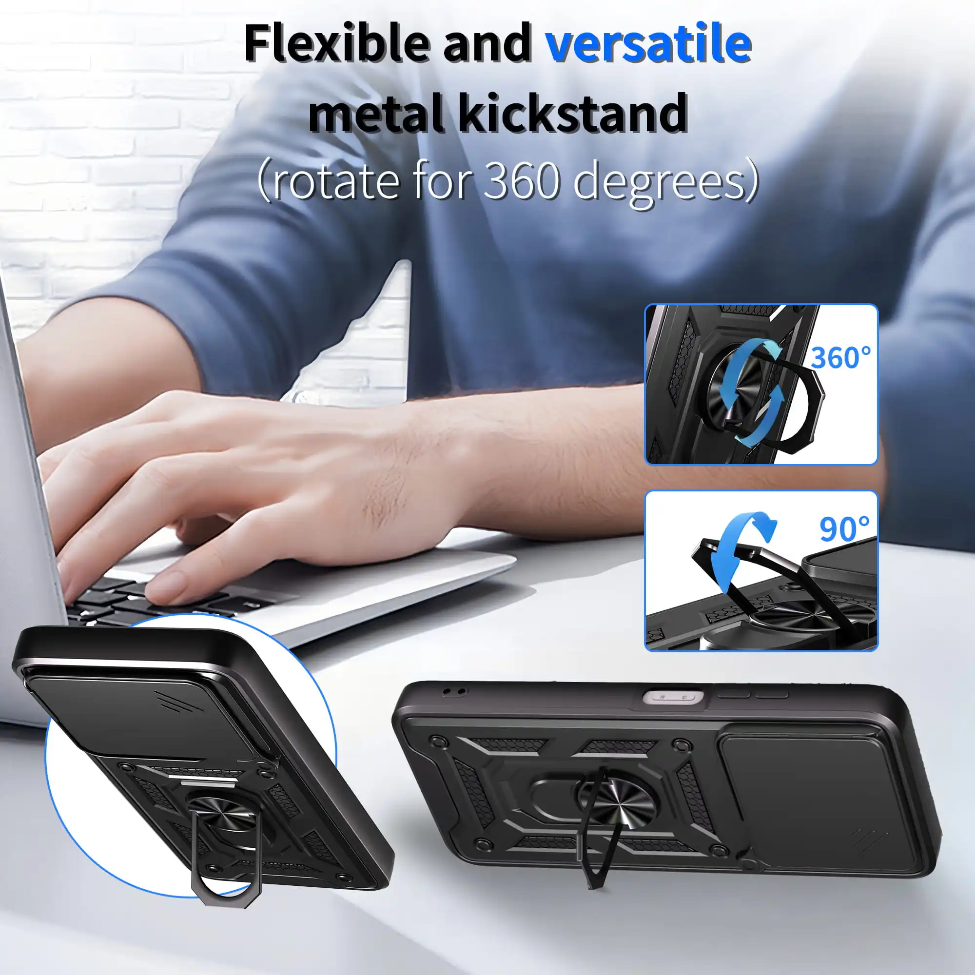 Case for itel A90 Slide Camera Protect Stand Phone Shell Funda for A70 Cover