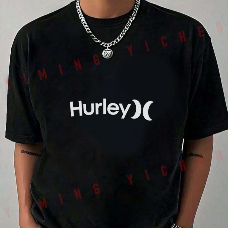 Camiseta Gráfica Hurley para Hombre, Ropa de Motociclista, Moda Casual de Verano para Hombre, Cuello Redondo, 2026