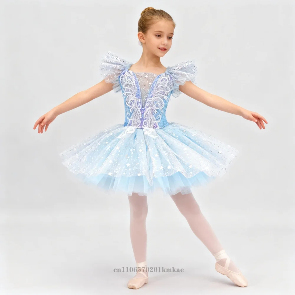 Sequin Ballet Dress Kids Performance Clothes Silver Girls Modern Dance Skirts Children Ballet Tutu Party Princess Dress Costumes image 5