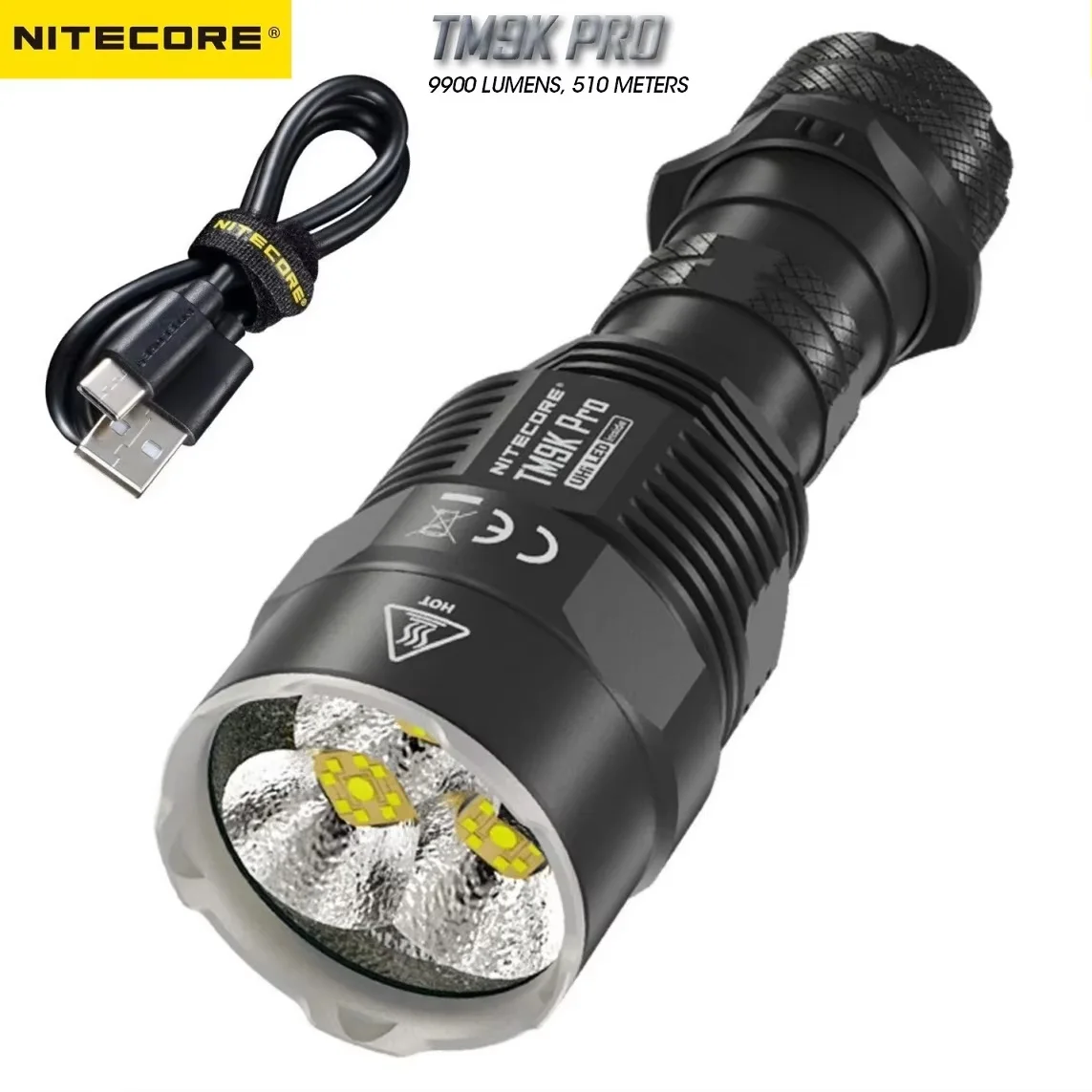 

NITECORE TM9k Pro Powerful Rechargeable Tactical Flashlight 3 x UHi LED 9900LM,Spotlight+Floodlight for Camping Cave Exploration