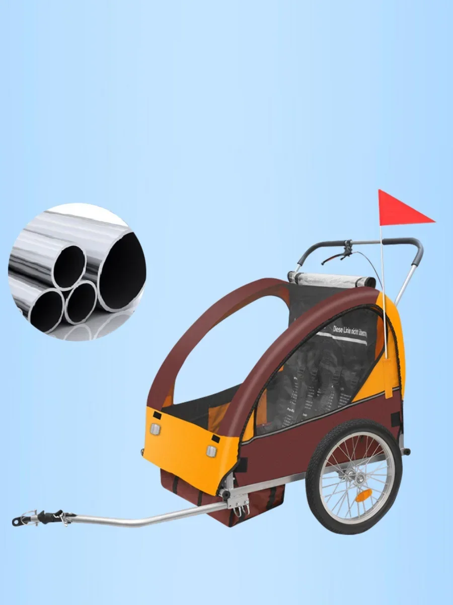 Outdoor Children\'s Bicycle Trailer Foldable Double Baby Stroller Pet Bike Trailer