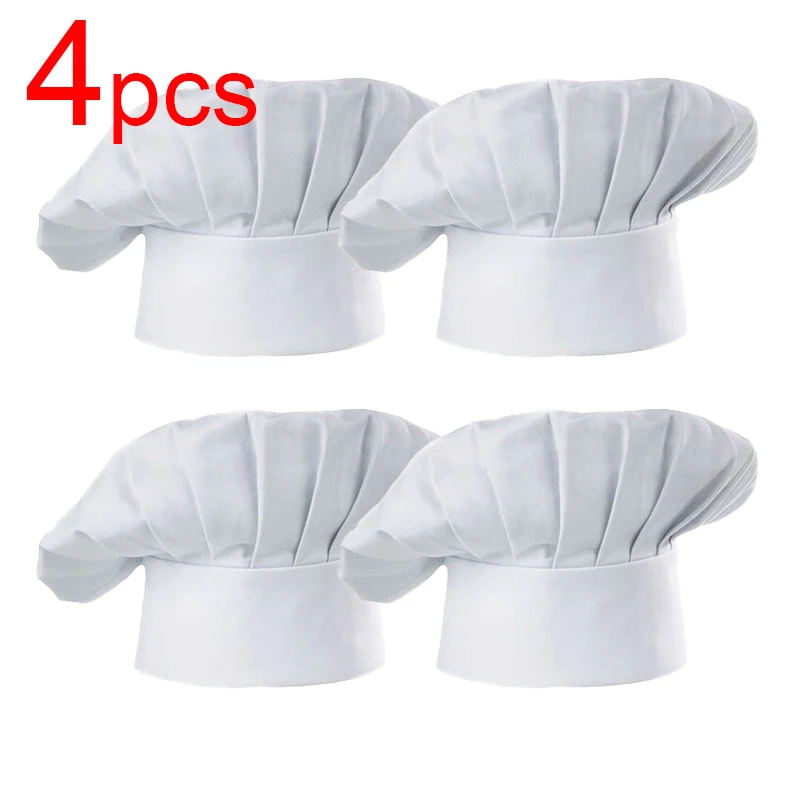 フードサービスキッチンワークキャップ8個/4個調節可能なシェフハットケータリング作業食堂カフェベーキング家庭用キッチン調理キャップ