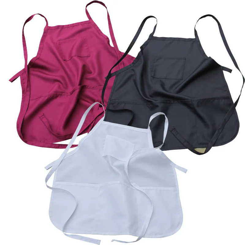 Textile Mill Apron Mult-Pocket Cooking Clothes Hanging Neck Wear-resistant Catering Work Short Apron Straps Smock Grocery Sarong