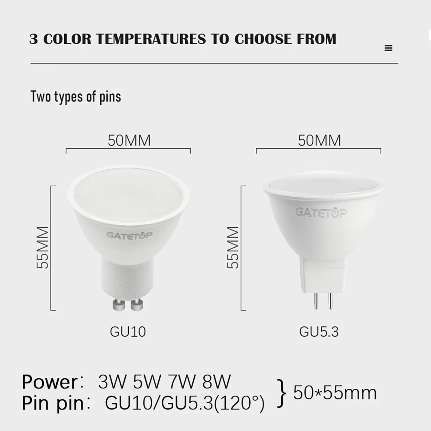 Foco Led MR16 GU10 GU5.3 AC110V AC220V, Bombilla de iluminación interior para decoración del hogar, 5W 6W 7W 8W, 220V