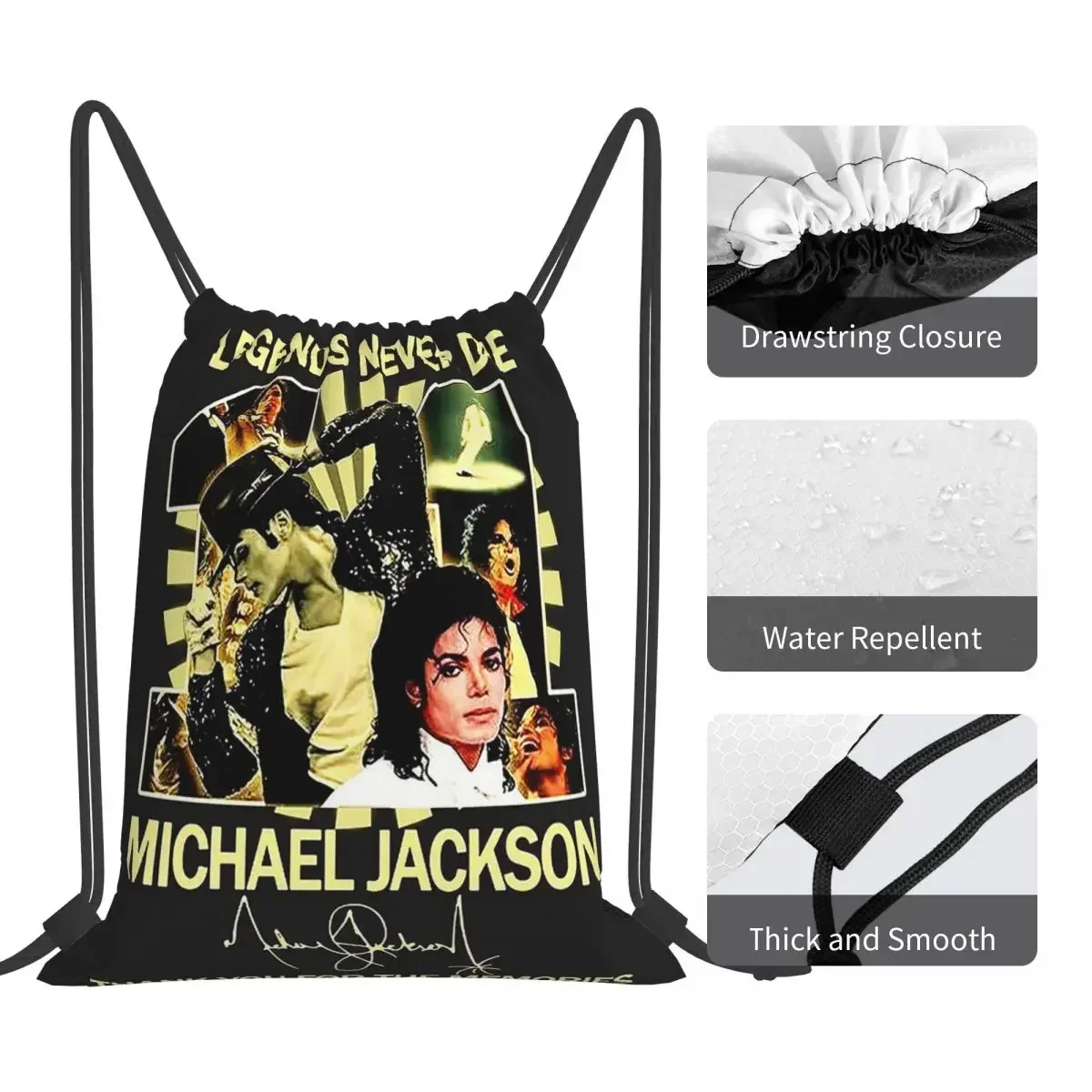 Legends Never Die 11 Michael J-ackson Backpacks Drawstring Bags Drawstring Bundle Pocket Sports Bag BookBag Man Woman Students