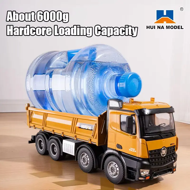 HUINA 536 12-CH 1:14 Alloy Remote Control Full-Scale 8-Wheel Heavy-Duty Engineering Dump Truck Remote Control Toy With Lights