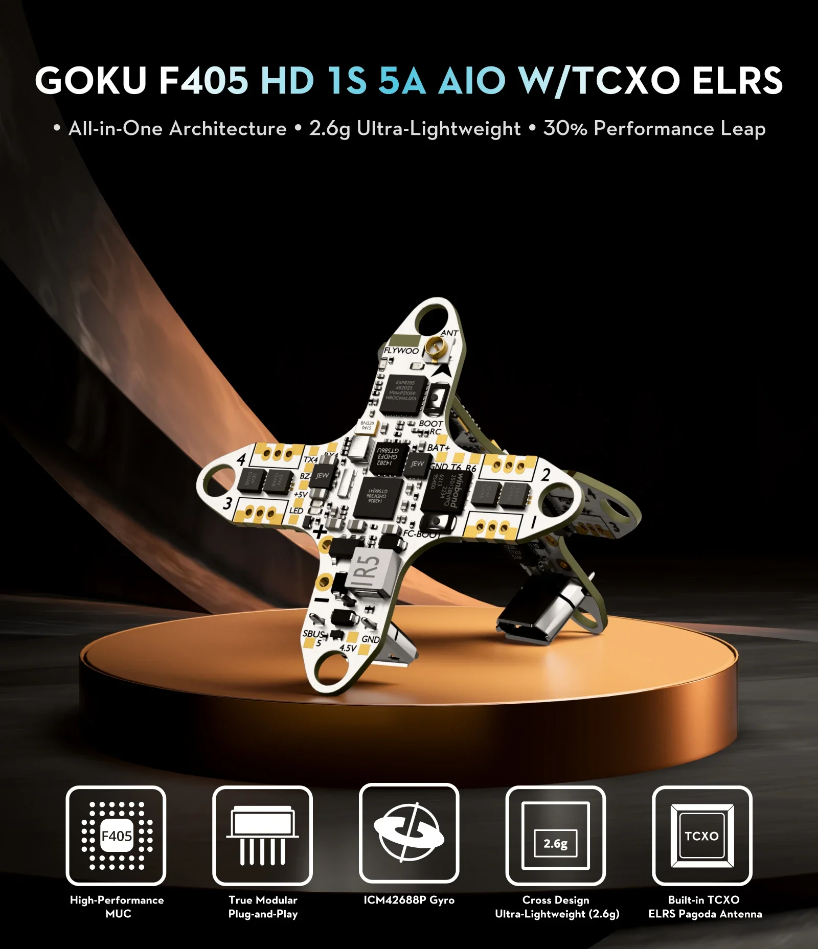 

Flywoo GOKU F405 HD 1S 5A AIO FC, Plug & Play for DJI O3 Air Unit Micro FPV Drone, Ultra Lightweight 2.6g