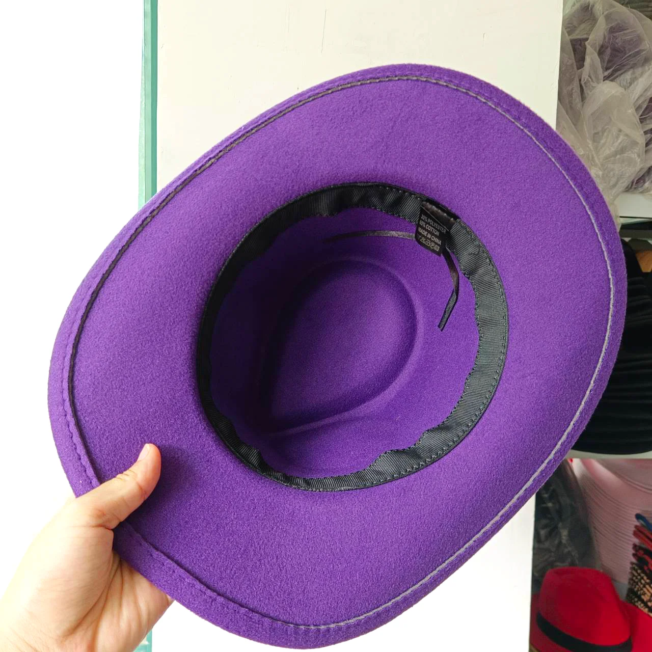 Purple Western Cowboy Men\'s and Women\'s Hat Jazz Hat Cowboy Hat Rose Red Belt Accessories Panama Knight Hat