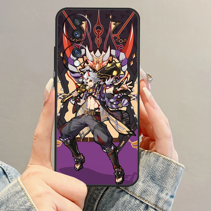 Genshin Impact Arataki Itto Case For Huawei P30 Lite P40 P20 Nova 9 5T P Smart Honor Magic 5 Pro 70 50 X7 X8 X9a Cover