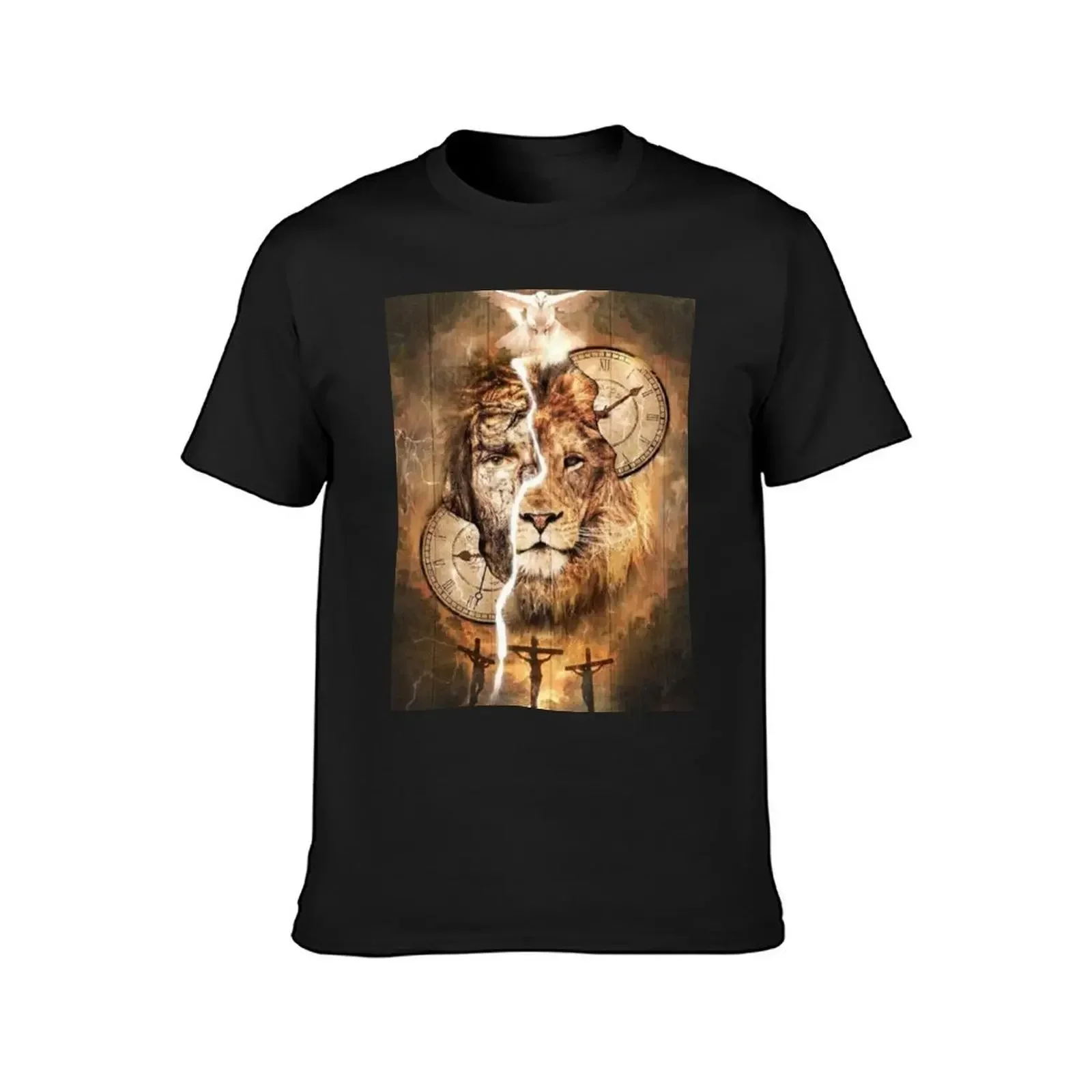 Jesus and the Lion 3 Crosses White Dove T-Shirt customs design your own customs black t-shirts for men