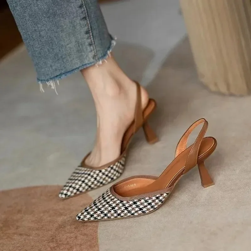 Sexy Pointed Toe Sandals Female Fairy Style Summer 2024 New All-match Thin Heel Slingback Temperament Women Shoes High