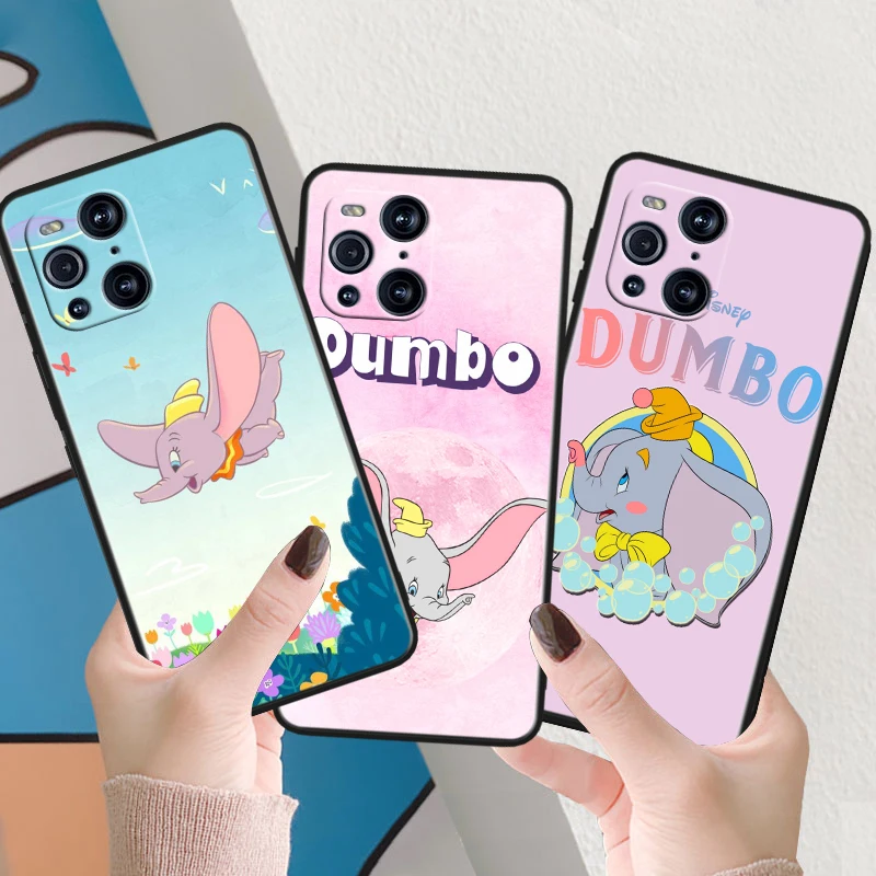 Disney Animation Dumbo For OPPO Find X6 X5 X3 X2 F21S F21 Pro Lite Neo Black Silicone Fundas Soft Cover Capa Phone Case