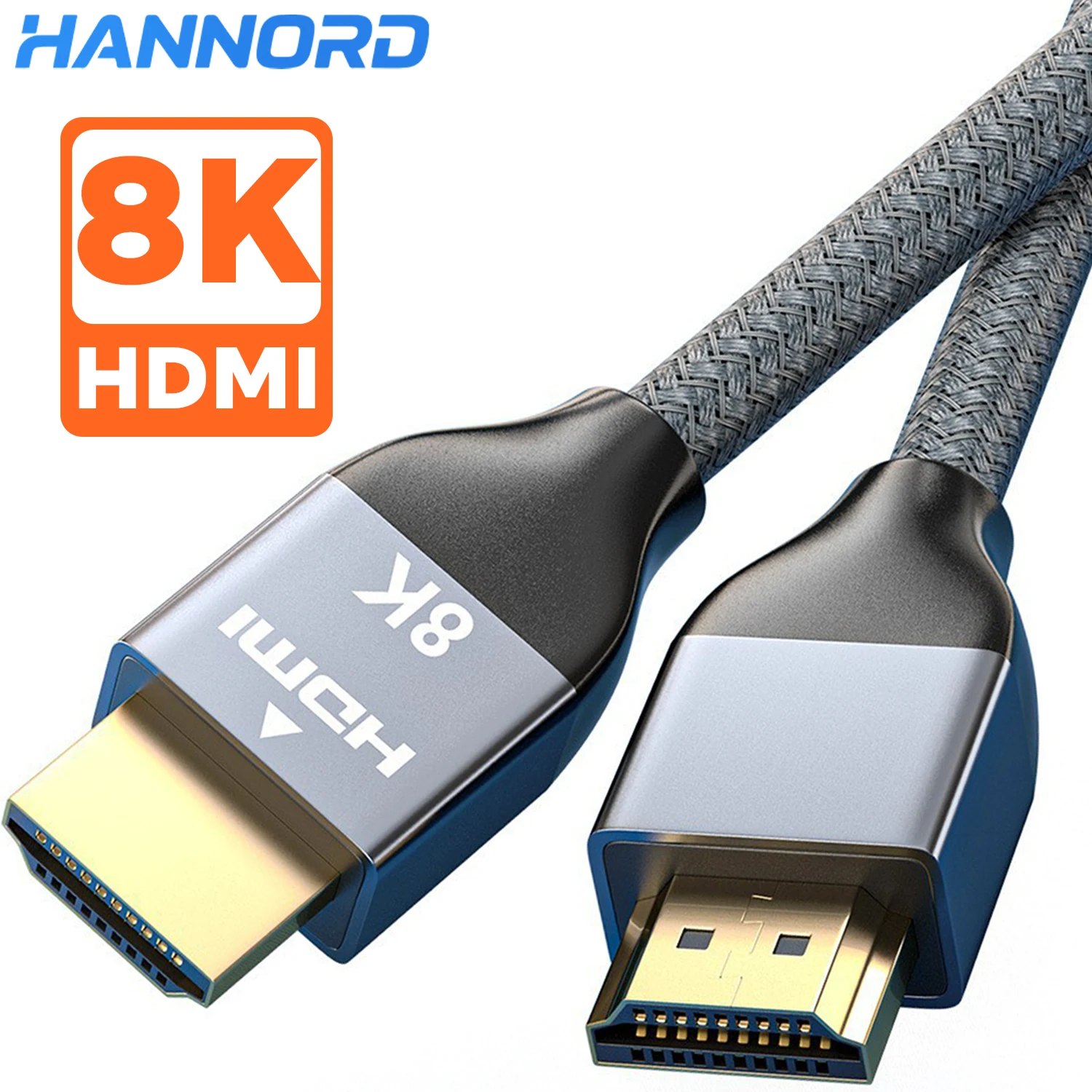 

Hannord 8K@60Hz HDMI-Compatible 2.1 Audio Video Cable Ultra Definition Graphics Card with HDR 48Gbps Braided Wire Metal Plugs